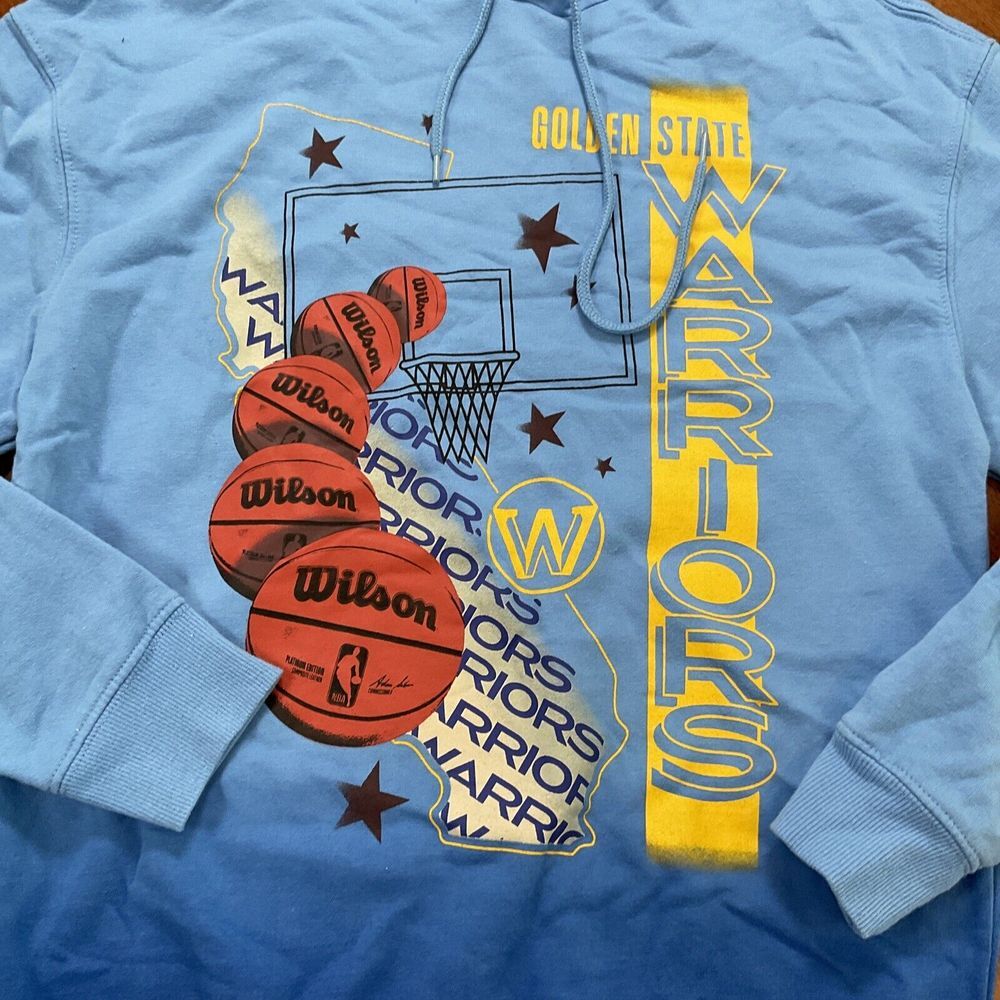 Golden State Warriors NBA Unisex Blue Ombre Hooded Sweatshirt Size Small S - Picture 2 of 10